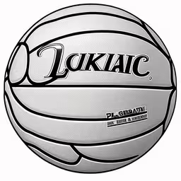 a white basketball with the words utah on it,a white and black basketball in front of a white background,a plastic white basketball ball with the words jukimc written on it,an image of a white plastic basketball,an official nike basketball is on display in this black and white image