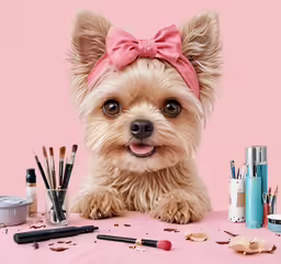 the little dog is getting ready to be painted