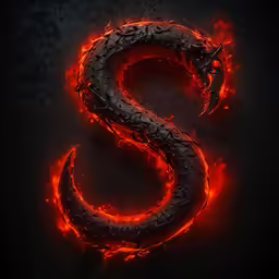 the letter s is covered in fire