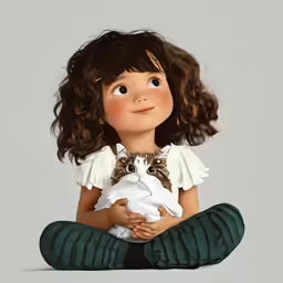 a close up of a child with a stuffed animal in their lap