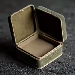 a box is sitting on the ground, inside that sits something