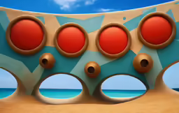 several circles are seen behind an artistic backdrop