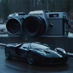 a black car driving down the road and another black car