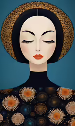 an illustration of a woman with a big hat on