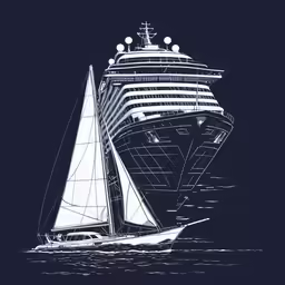 a large boat with sails in the ocean