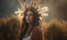 a woman with dreadlocks stares off into the distance