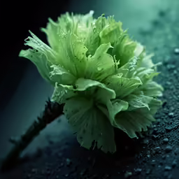 some green flowers with water drops on them