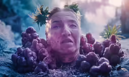 a woman has hair like grapes growing in the mud