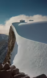an image of the top of a snowy mountain