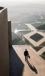 there is a man that has just come down the stairs