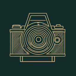 a camera on a green background