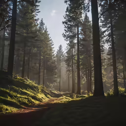 a dirt path in the woods with trees