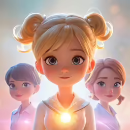 an animated image of a girl in a white shirt