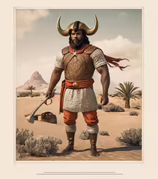 a poster that looks like a person with horns on his head and a rifle