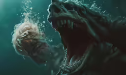 two dead dinosaurs are in the water together