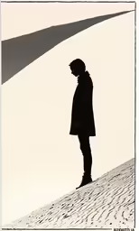 a man is standing on the snowy hill