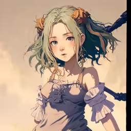 an illustration of a female character with long hair