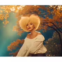 an image of a beautiful woman with a bright afro hair