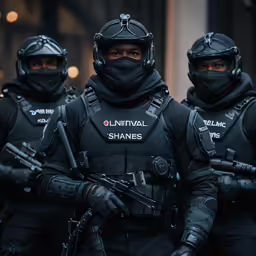 a group of swat squadmen are walking