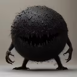 an object with a creepy face in a pose