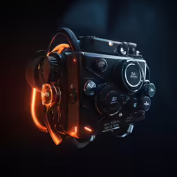 a red wheel on a black game controller