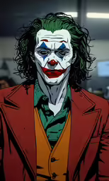 a painting of joker looking down at the ground