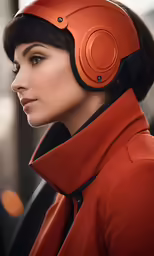 the back of a woman in a motorcycle helmet
