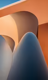 some very large, curved shapes in an art museum
