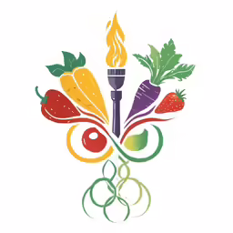an illustration of a chandelier that is full of fruits and vegetables