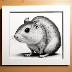 a black and white picture of a hamster