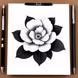 a drawing of a flower on a piece of paper with markers