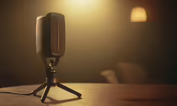 a studio microphone that has been placed on a table