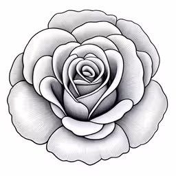 an image of a flower that looks like a rose,a large rose in line drawing