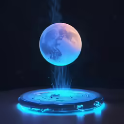 the blue light shows the surface of the moon