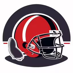 an american football helmet with a boot,an image of a football helmet on a white background,the new helmet has been designed with a stylized image,a black and red helmet is next to the ball,an image of an american football helmet