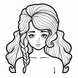 a girl with long hair in the style of zodiac signs