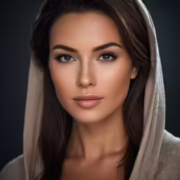 a woman with a hooded sweatshirt is posing