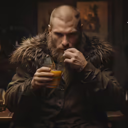 a man that has a drink in his hand