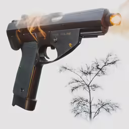 a close - up view of a gun with its laser on it