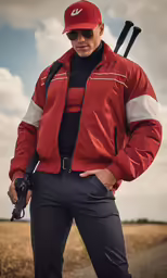 a man with baseball gear posing for a portrait