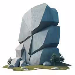 a big rock with trees on the side