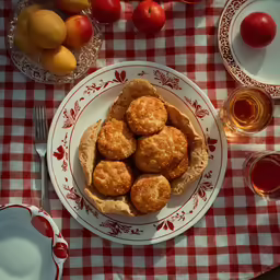 there is a bowl with some biscuits in it on a table