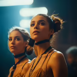 a group of women in lingerie attire with ties