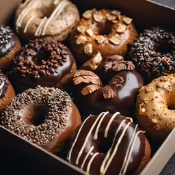 box full of variety of donuts for consumption