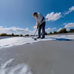 a man on skis using a pole on a snow covered bank