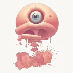 a mushroom with eyes on it sitting next to some other things