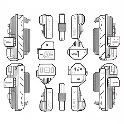 various parts of the device are drawn with black lines,the various parts in a drawing are shown