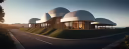 an architectural rendering shows the exterior of a modern building