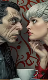 an illustration of two people talking next to each other