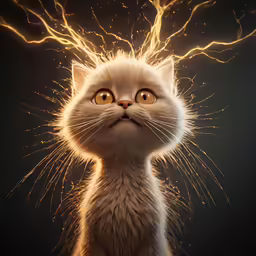 a white cat with bright yellow eyes staring